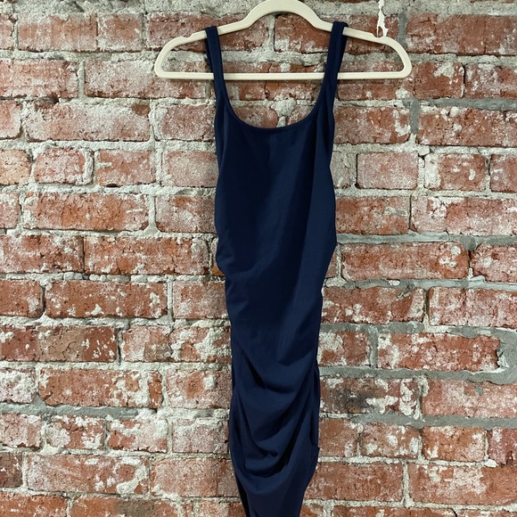 Amazon Crew Neck Sleeveless Bodycon Dress Ribbed Ruched Party Club Mini Dress- S - Picture 3 of 8